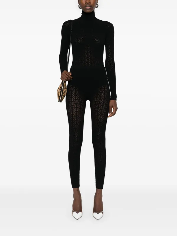 Alaïa Lace Knit Bodysuit | Black | FARFETCH