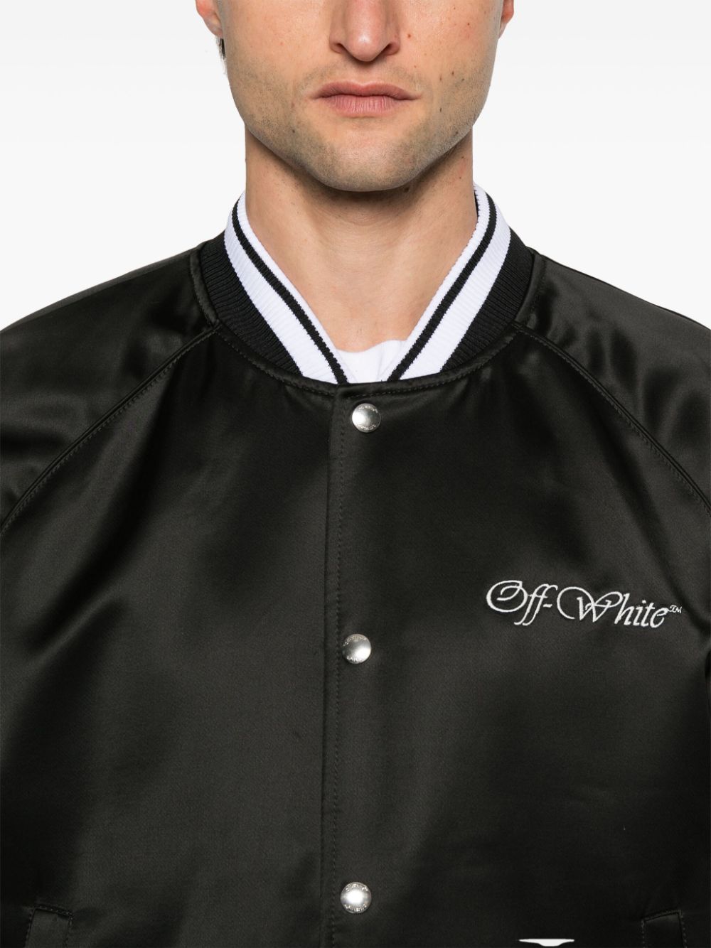 Shop Off-white College Souvenir Bomber Jacket In Black