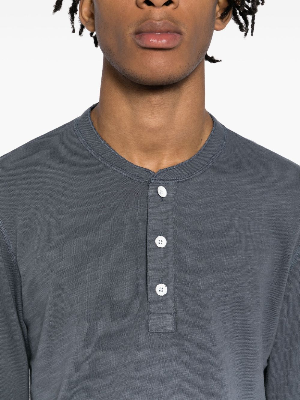 Shop Rag & Bone Classic Flame Henley Polo Shirt In 蓝色