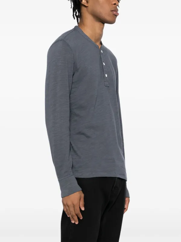 【関税込み】rag & bone ブルー Classic Flame ヘンリーネック Rag & Bone Classic Flame ヘンリーネック ポロシャツ | ブルー