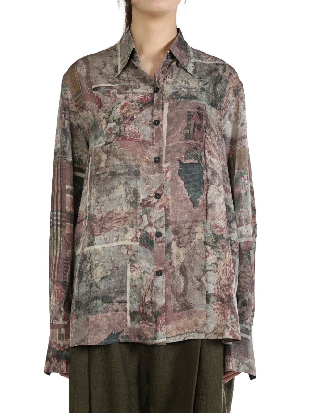 Shop Ziggy Chen Graphic-print Silk Shirt In Pink