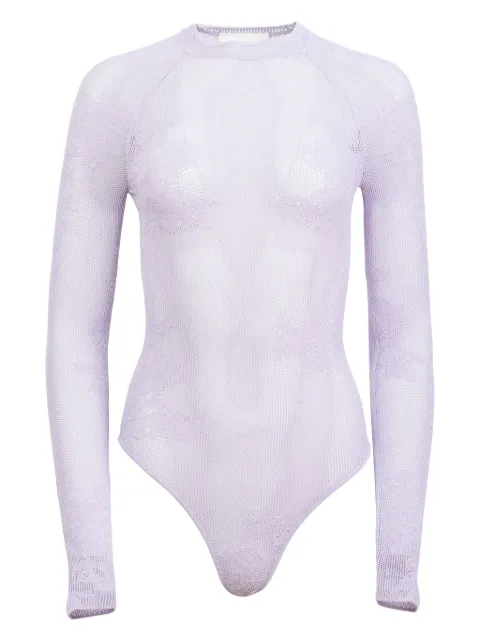 Fleur Du Mal pointelle-knit lace bodysuit