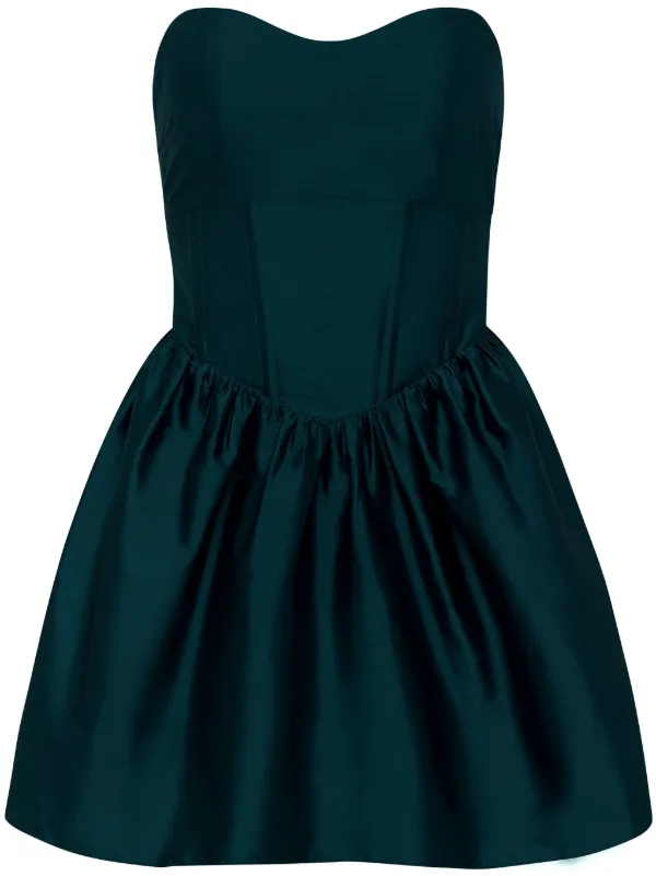 green emerald velvet dress Azeeza Elina Mini Dress