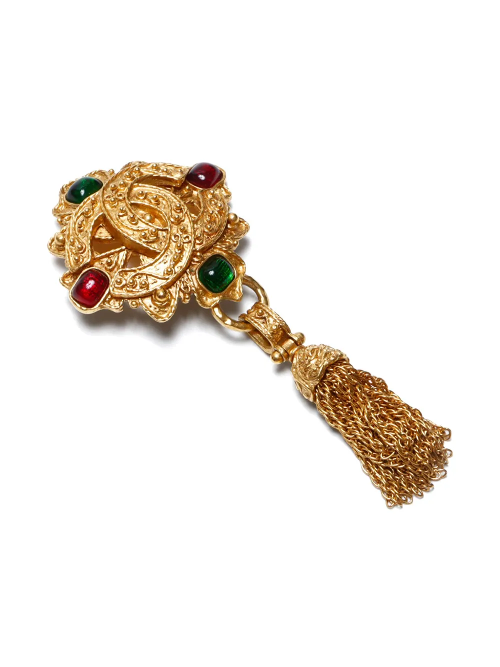 Pre-owned Chanel 1994 Filigree Gripoix Brooch In Gold