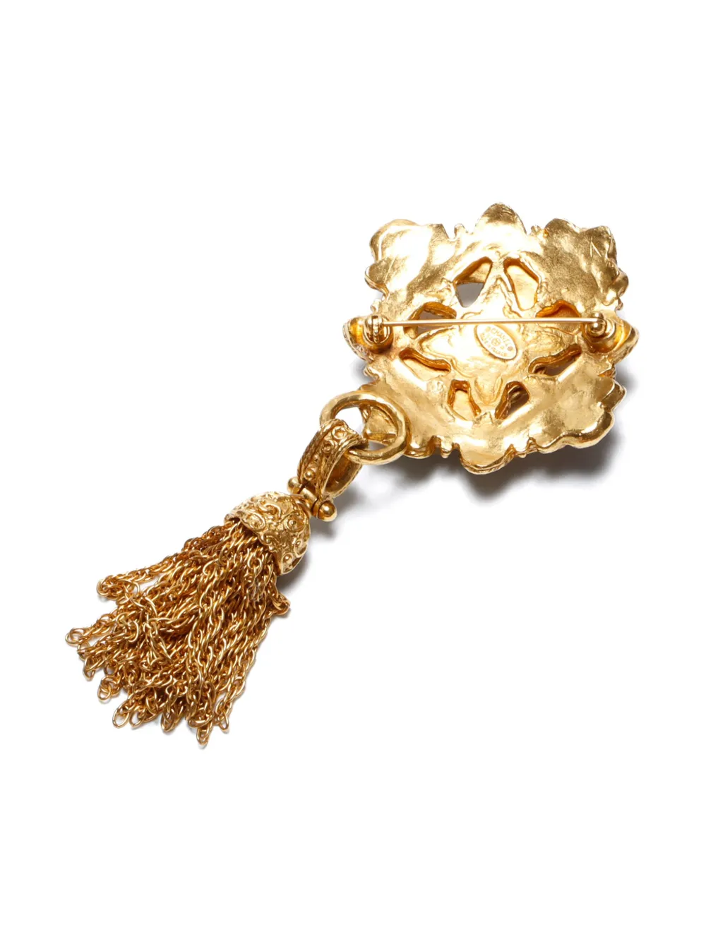 Pre-owned Chanel 1994 Filigree Gripoix Brooch In Gold