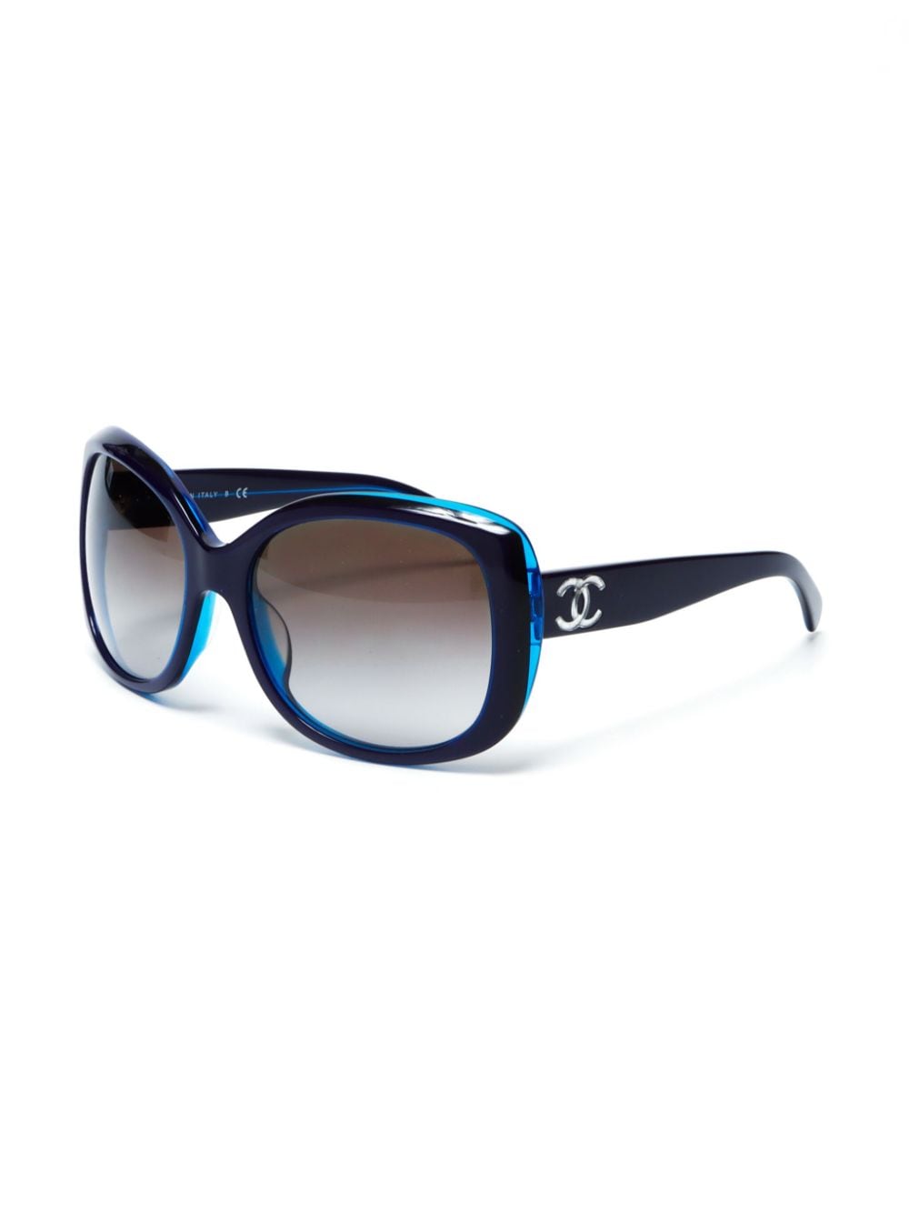 CHANEL Pre-Owned 2000s logo oversize-frame sunglasses - Blauw