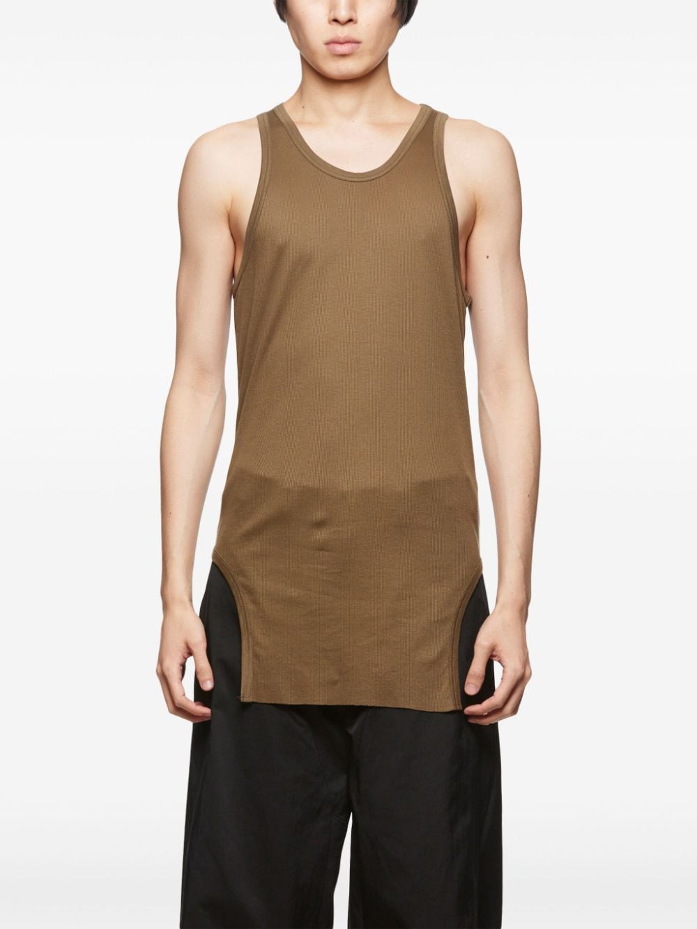 Shop Julius Shield Hem Tank Top In Brown