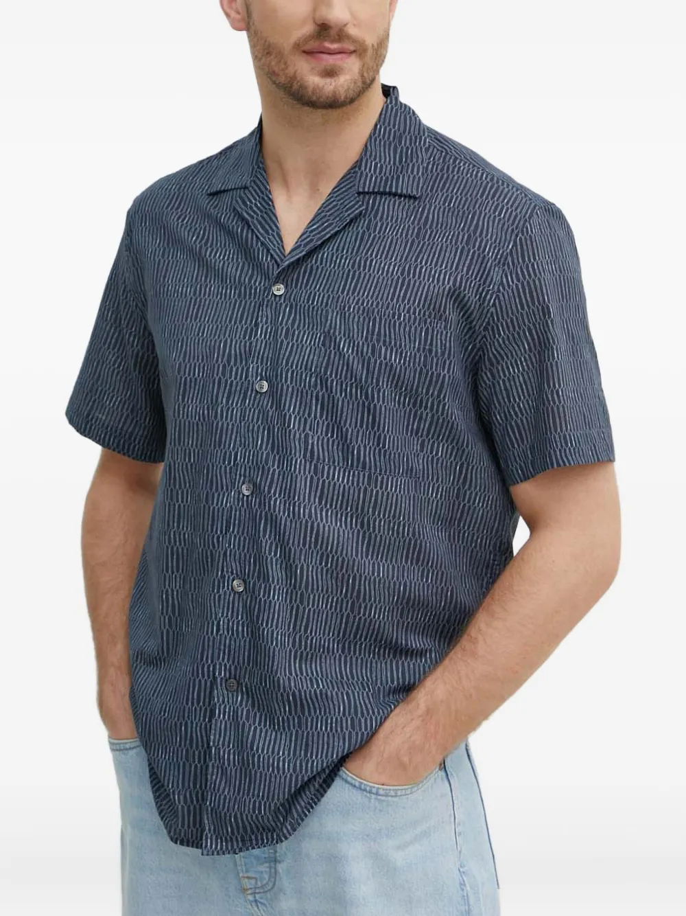 Liu •jo Patterned Short-sleeve Shirt In Blue