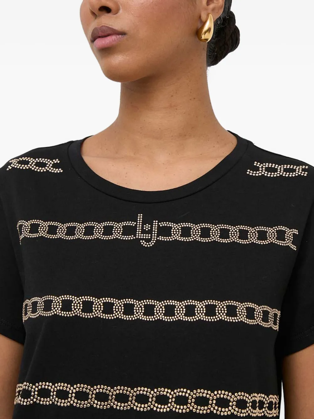 Liu •jo Embellished-detail T-shirt In Black