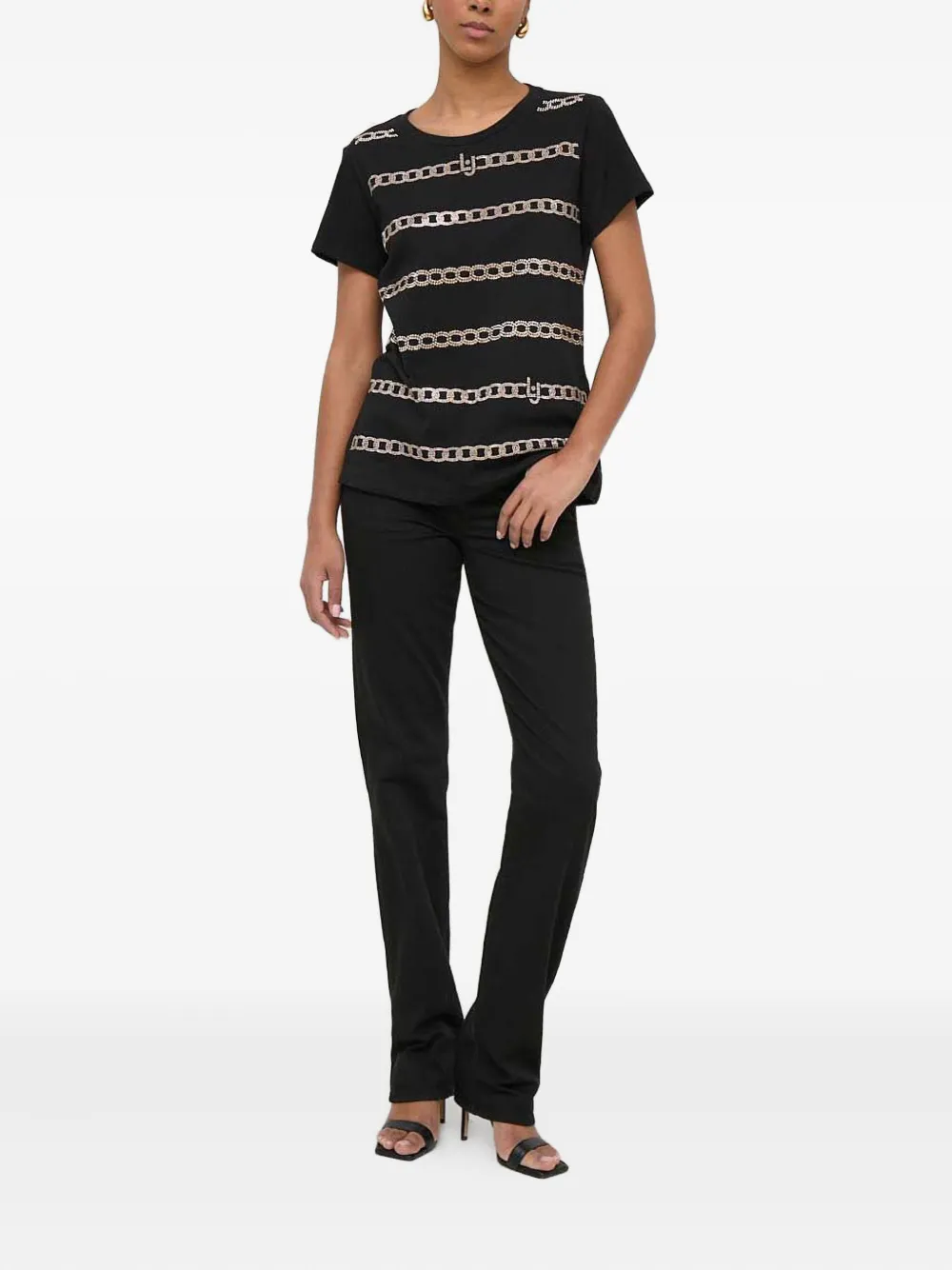 Liu •jo Embellished-detail T-shirt In Black