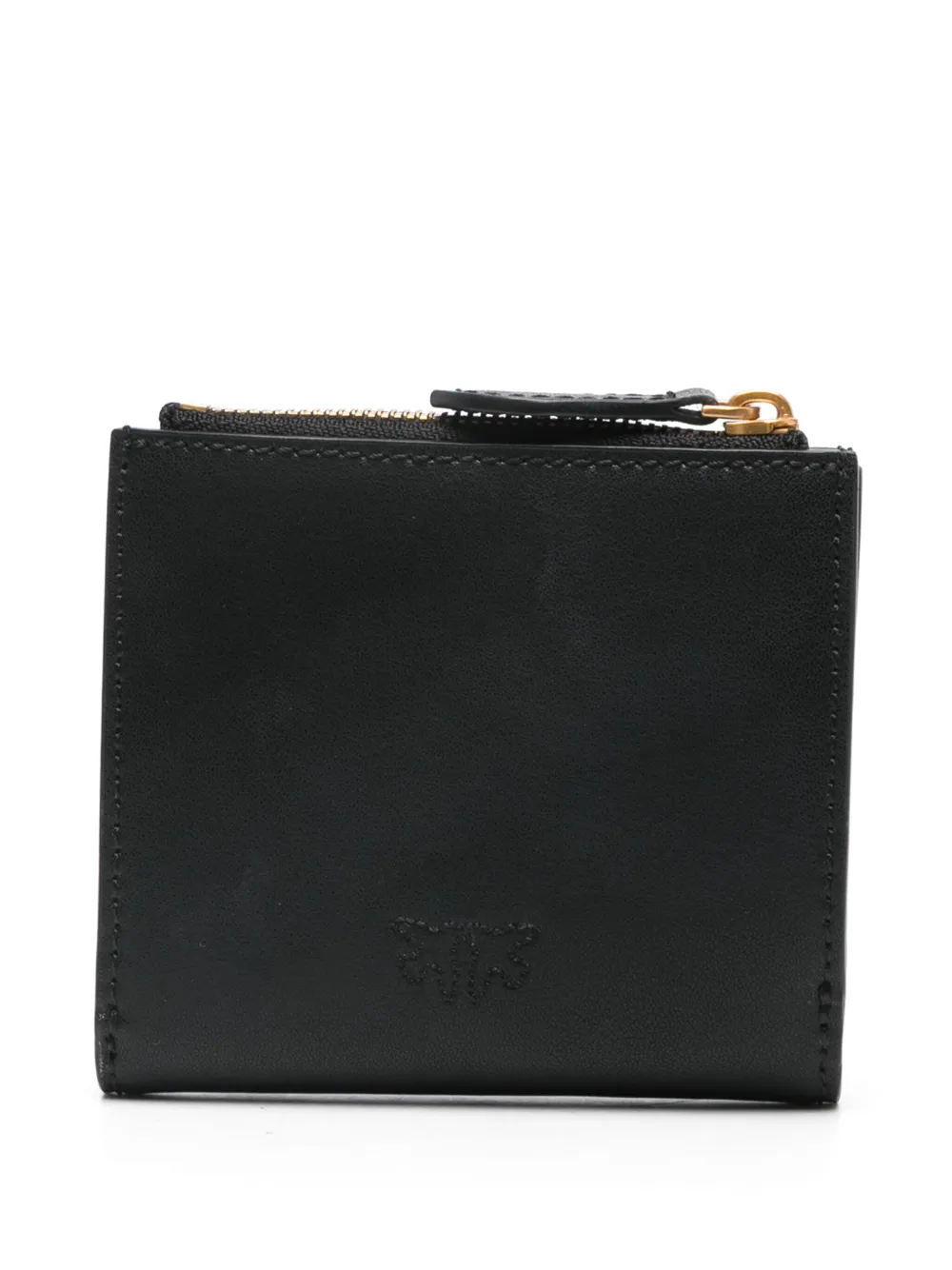 Pinko Black Wallet With Love Birds Buckle On Front In Leather Woman In 黑色