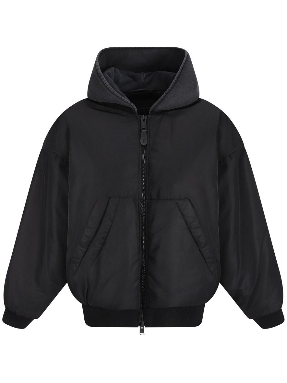 Shop Balenciaga Hooded Bomber Jacket In Black