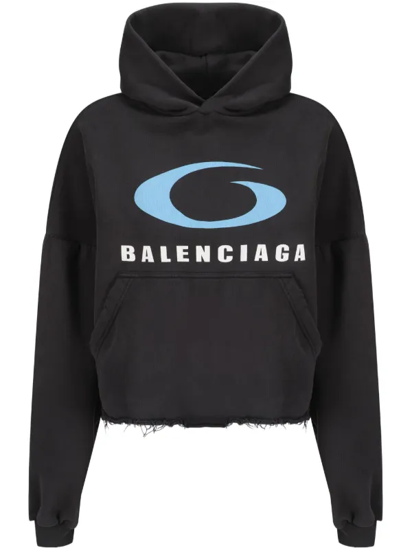 Balenciaga logo printed hooded sweater best sale