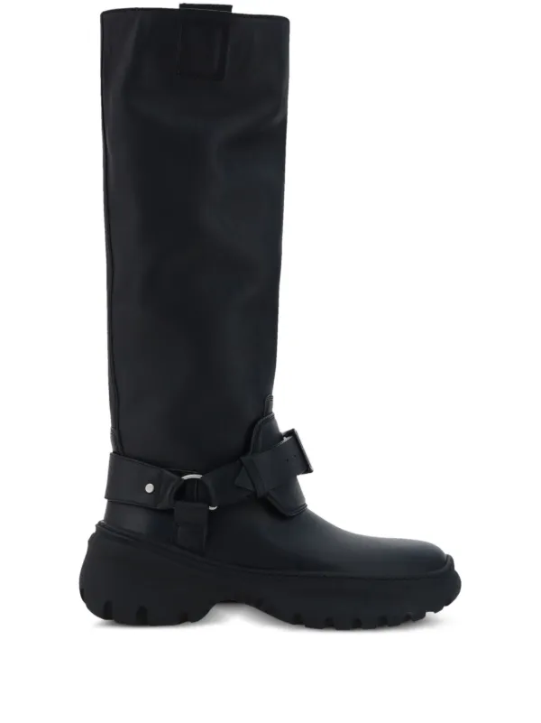 ロングブーツ Burberry Soft Saddle Low Boots - Burberry - Leather - Black Leather Soft Saddle Low Boots​ in Black - Women | Burberry