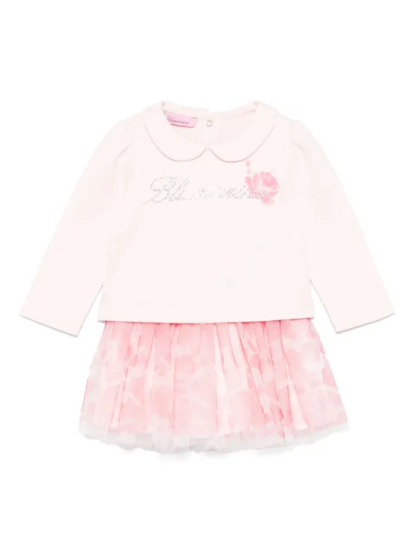 Miss Blumarine ラインストーン チュールスカート セット | ピンク 