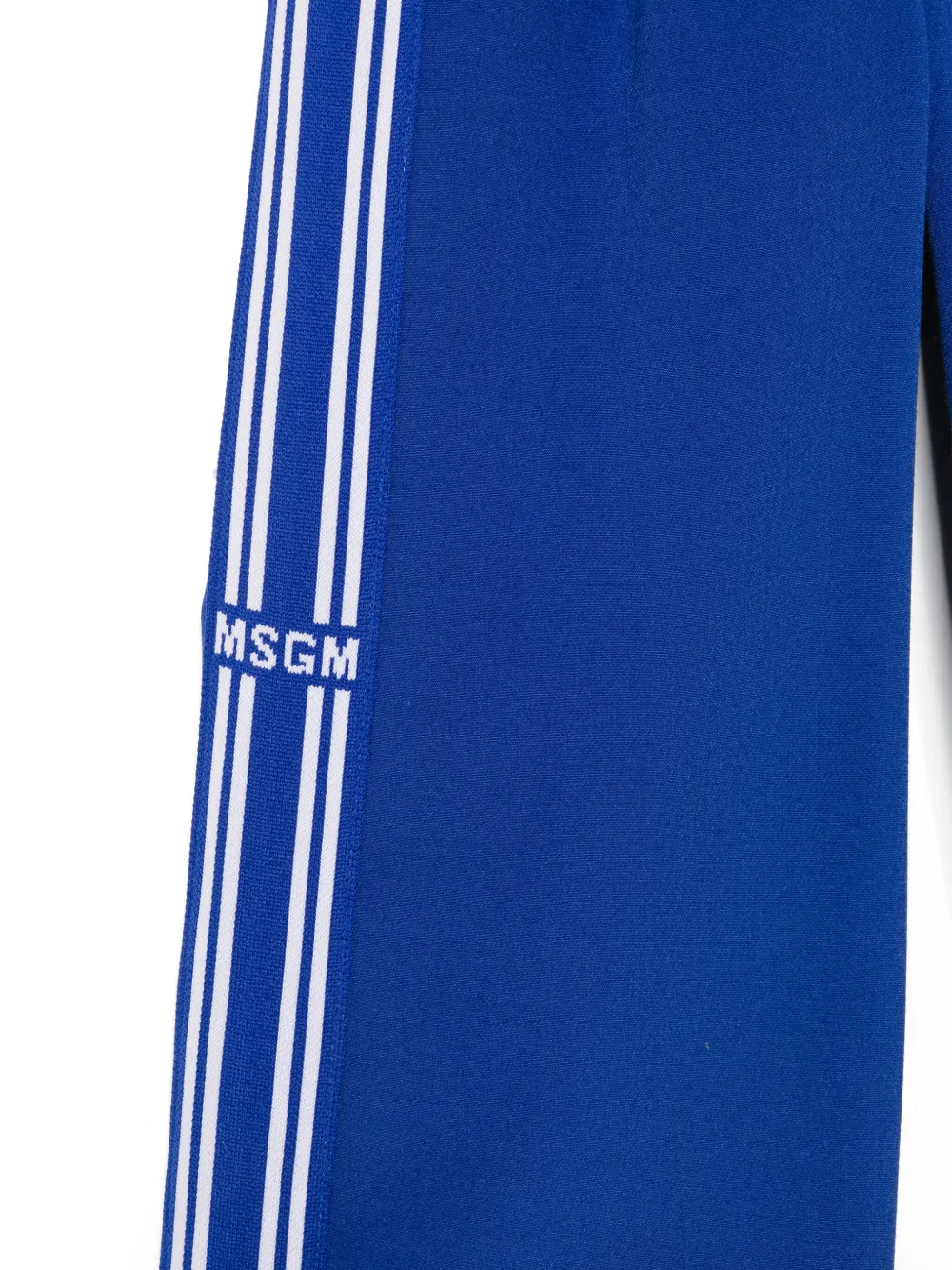 Shop Msgm Logo-tape Trousers In Blue