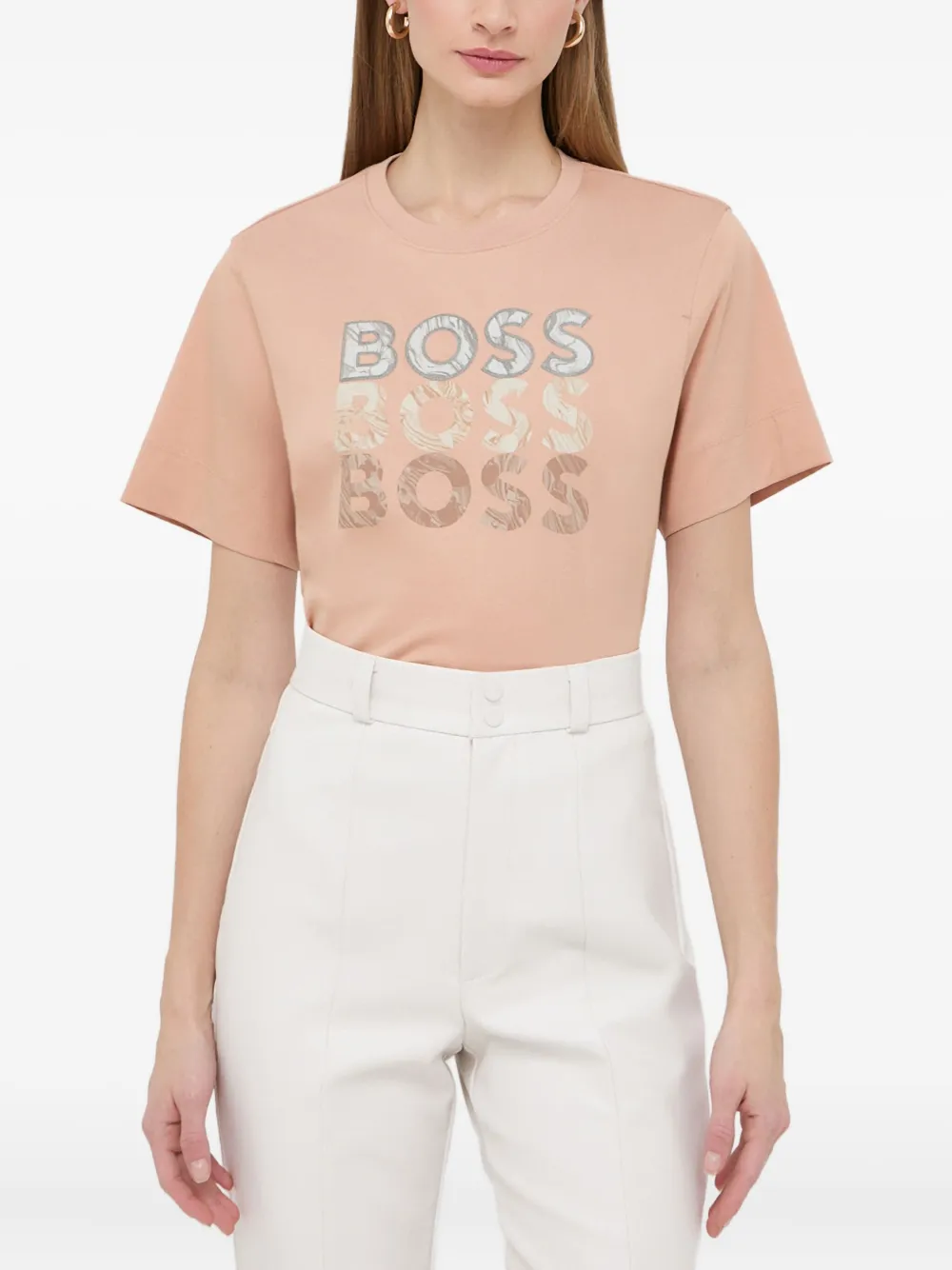 BOSS logo-detail T-shirt - Nude
