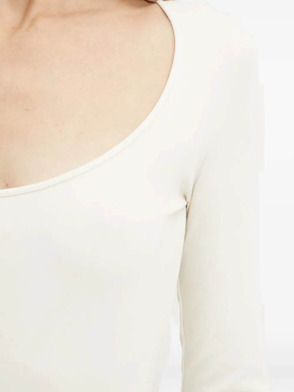 Hugo Boss Square-neck Long-sleeve T-shirt In White