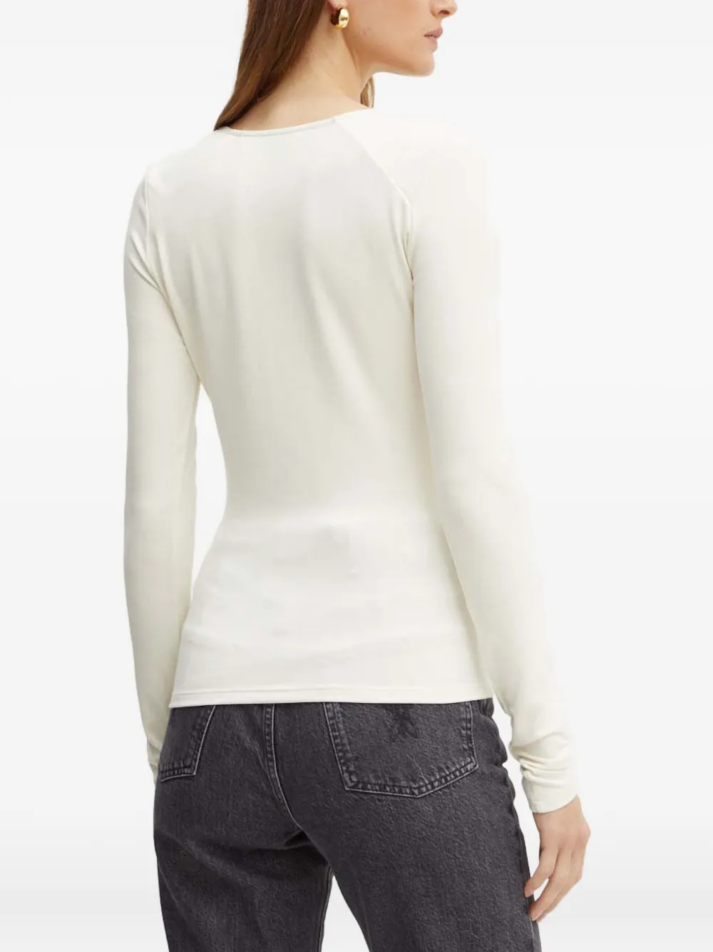 Hugo Boss Square-neck Long-sleeve T-shirt In White