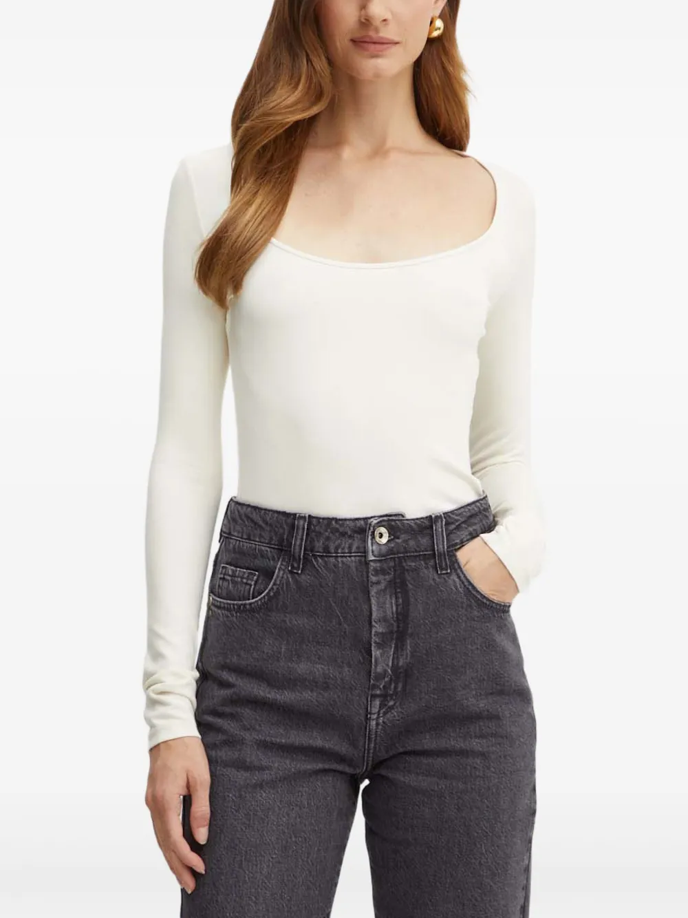 BOSS square-neck long-sleeve T-shirt | White | Image 1