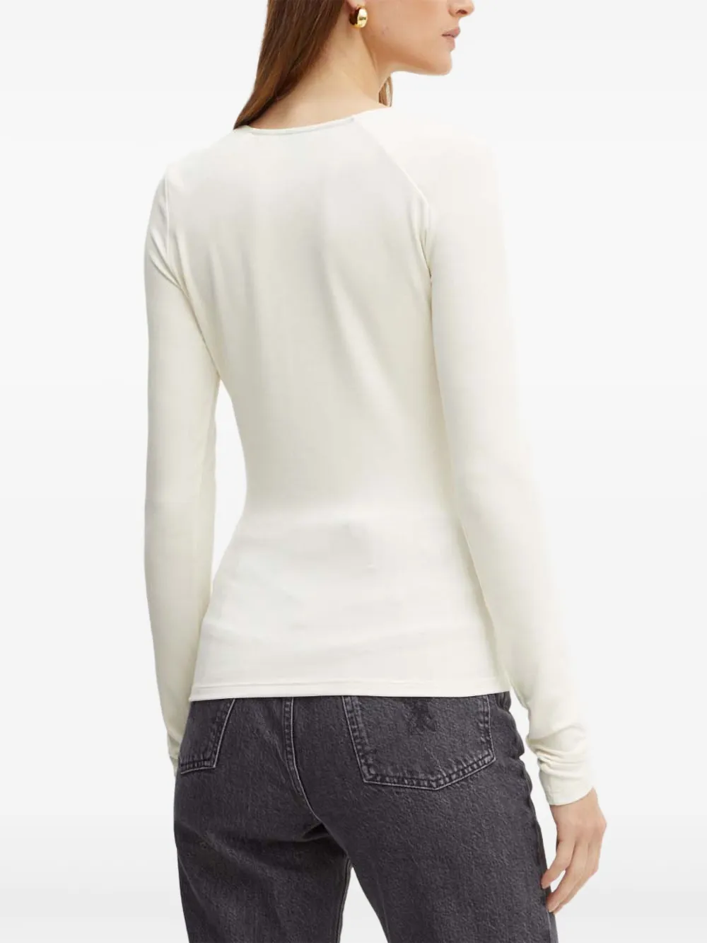 BOSS T-shirt met vierkante hals Wit