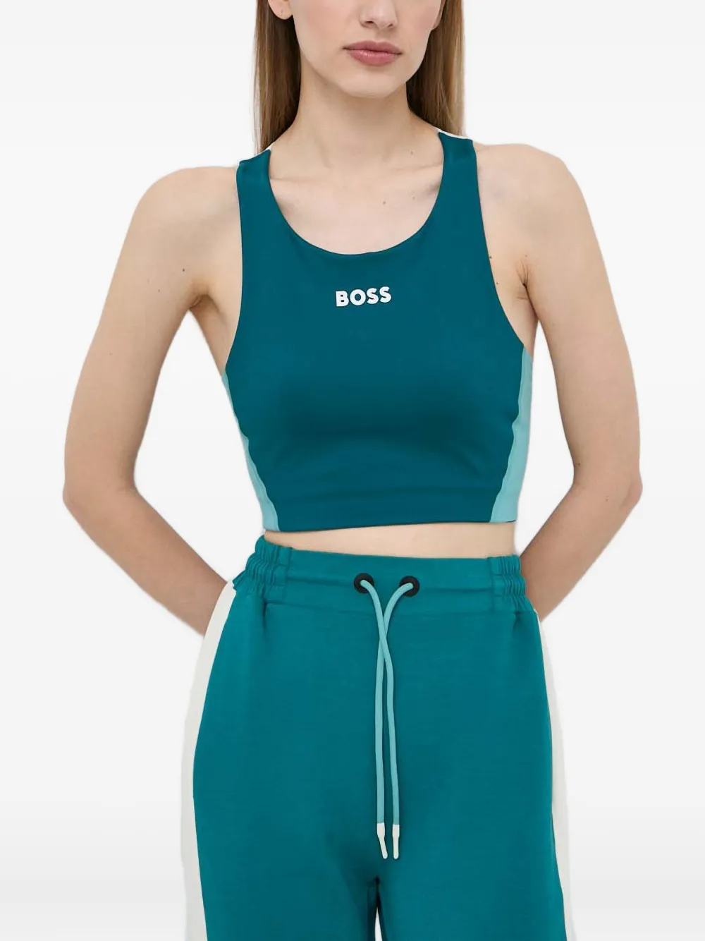 BOSS top con espalda de nadador y diseño color block | azul | Image 1