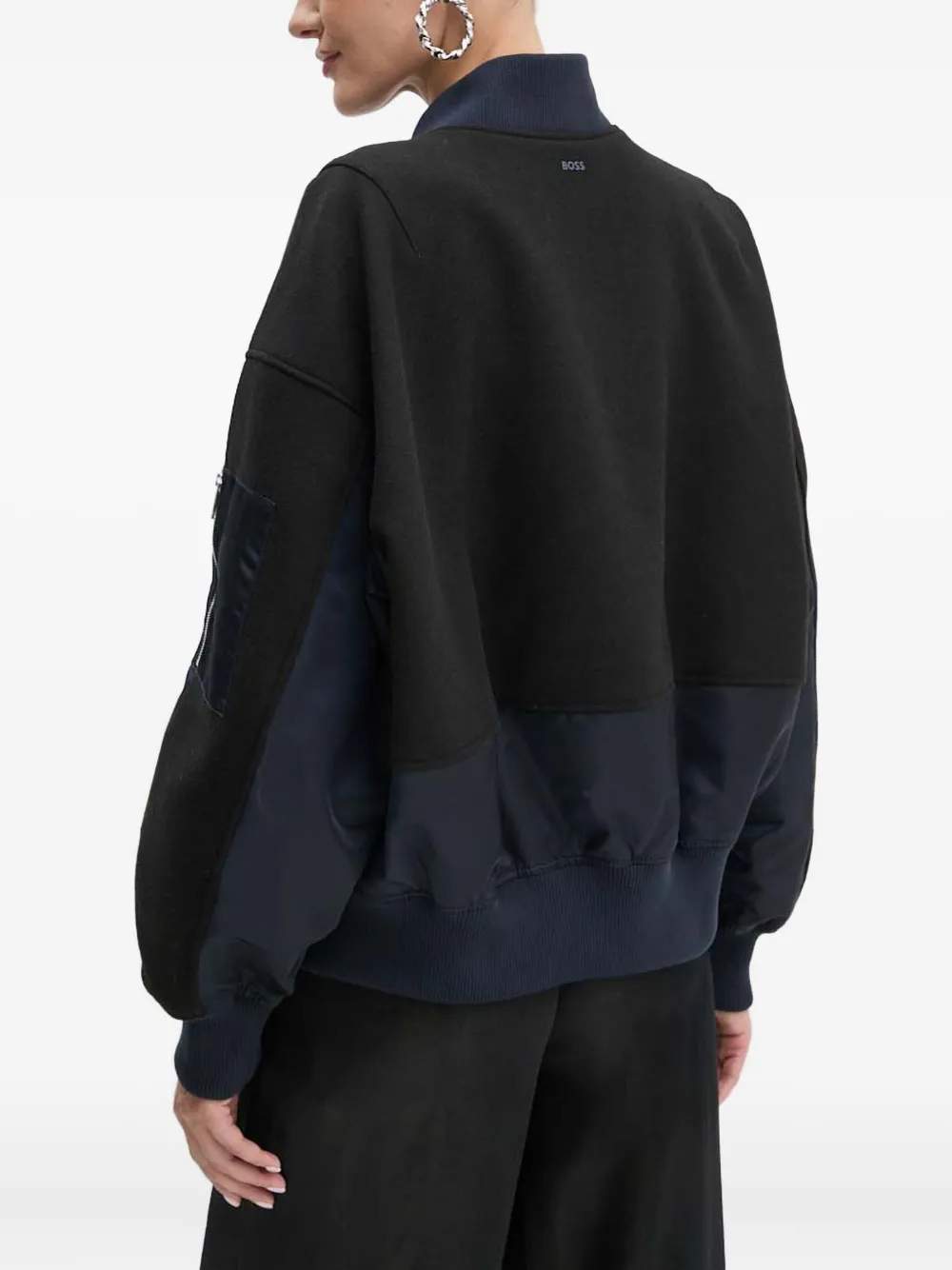 Hugo Boss Panelled Bomber Jacket In Blue