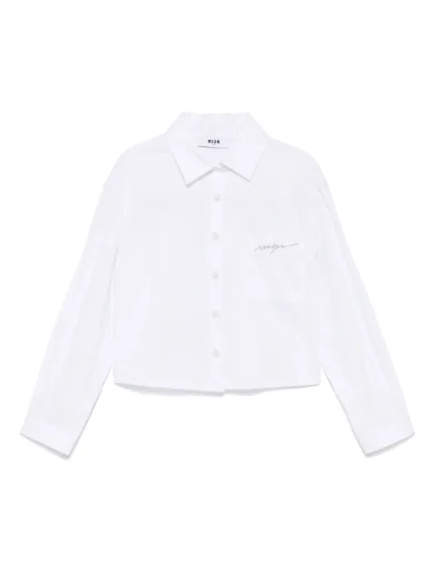 MSGM Kids logo-embroidered shirt