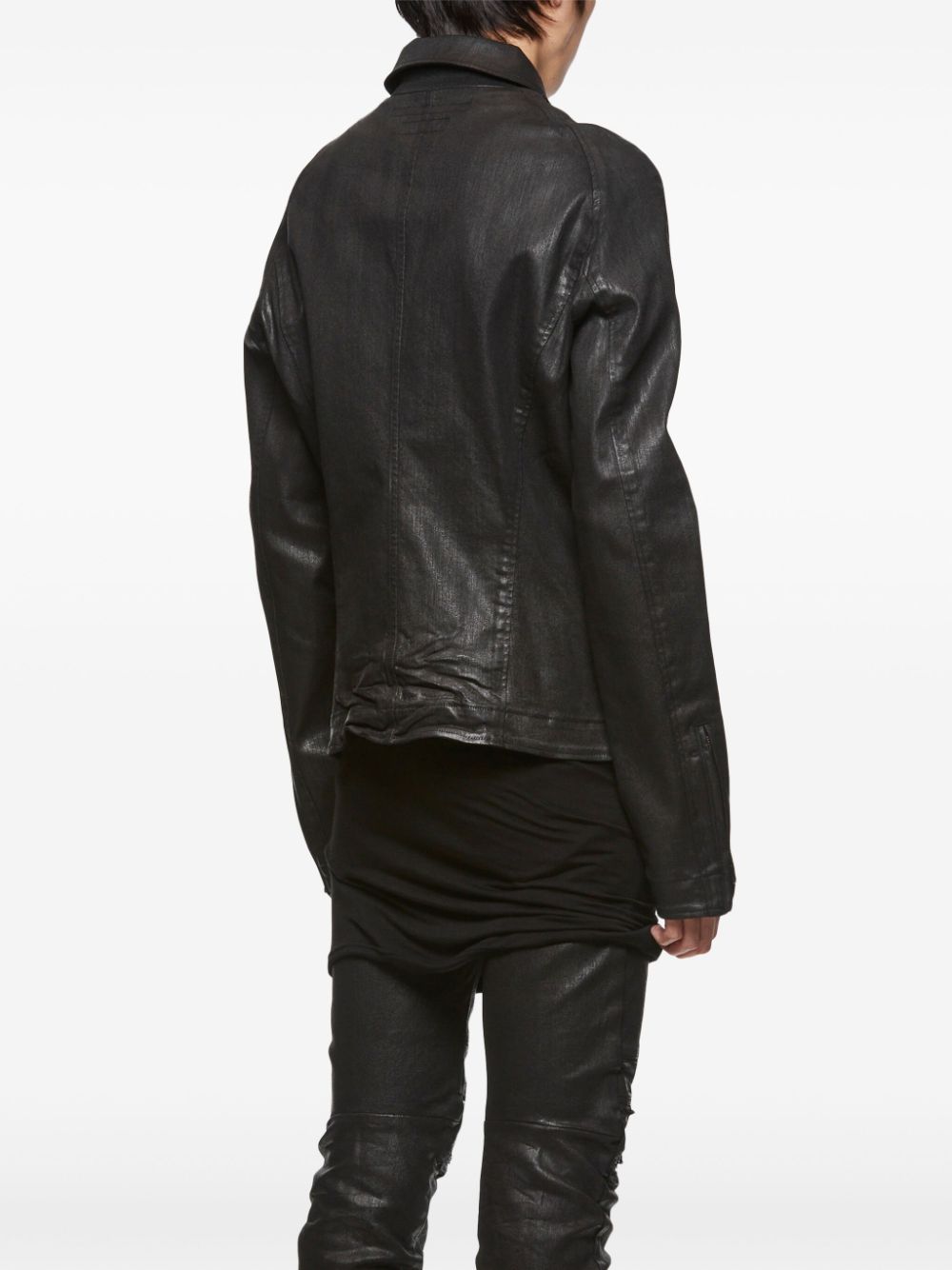 Shop Julius Denim Biker Jacket In Black