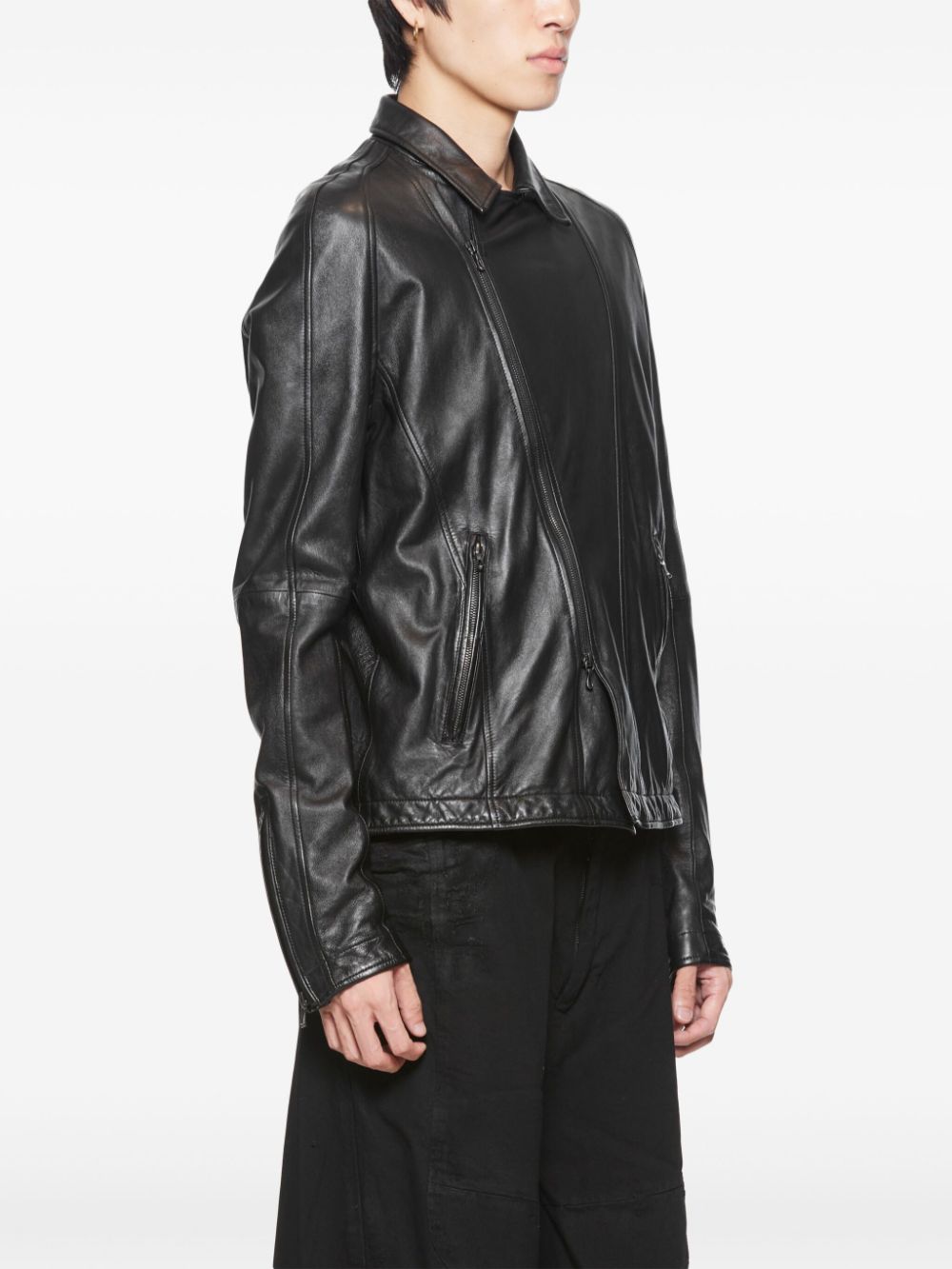 Shop Julius Leather Biker Jacket In Schwarz