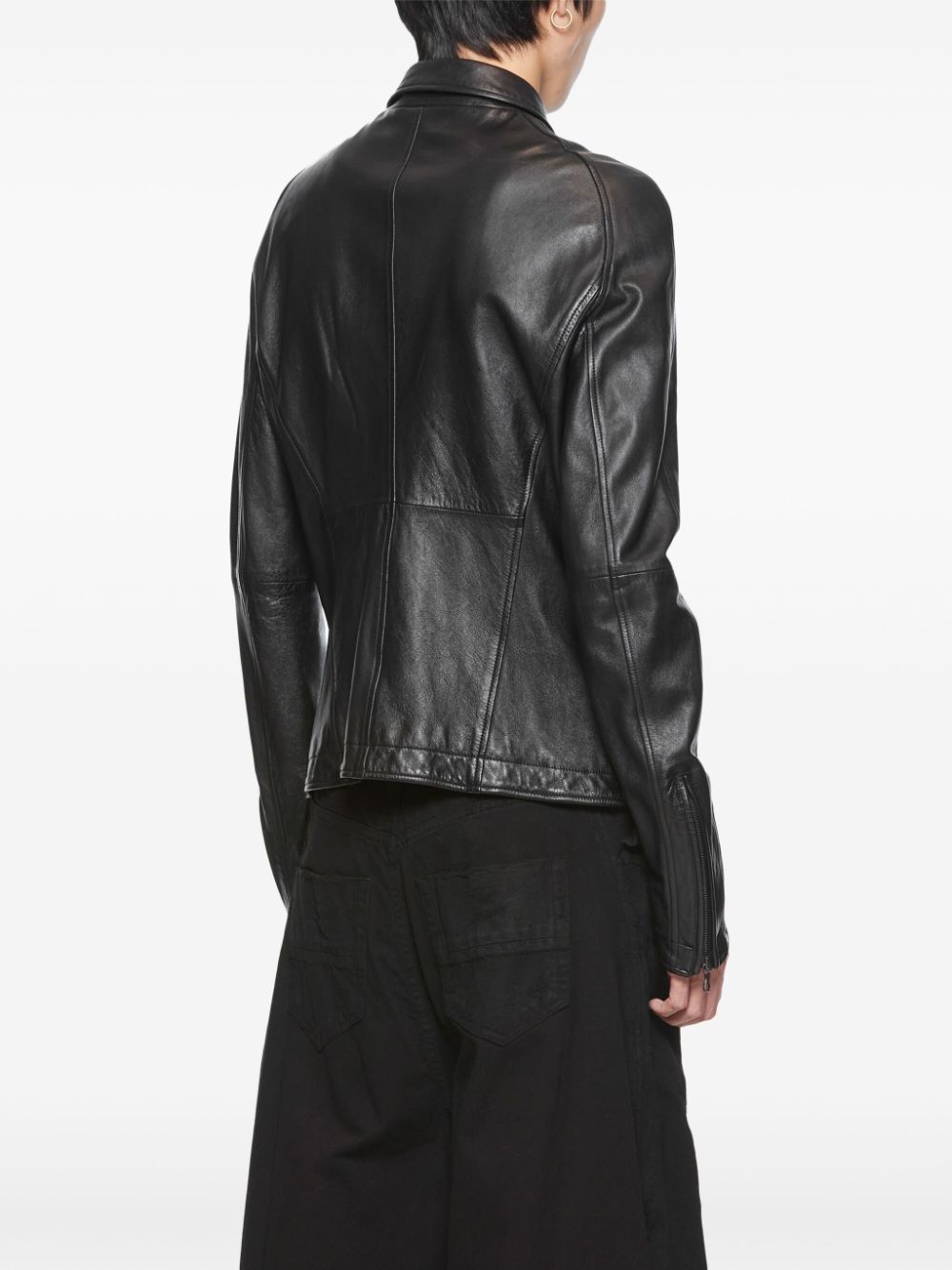 Shop Julius Leather Biker Jacket In Schwarz