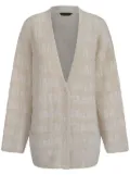 Balenciaga logo-jacquard faux-fur cardigan - Neutrals