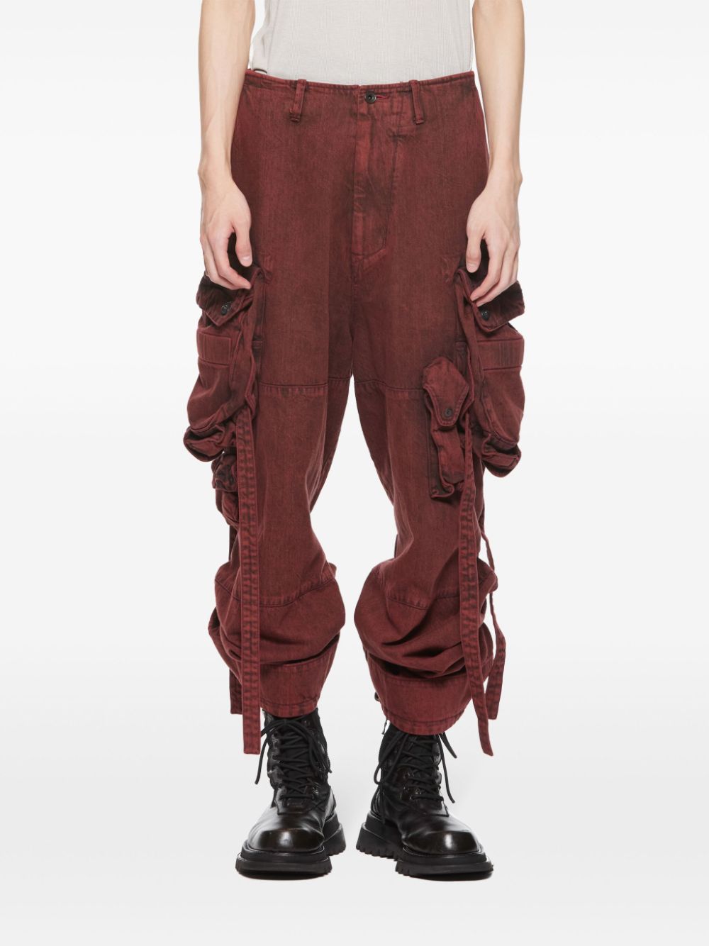 Shop Julius Gasmark Cargo Trousers In Blood