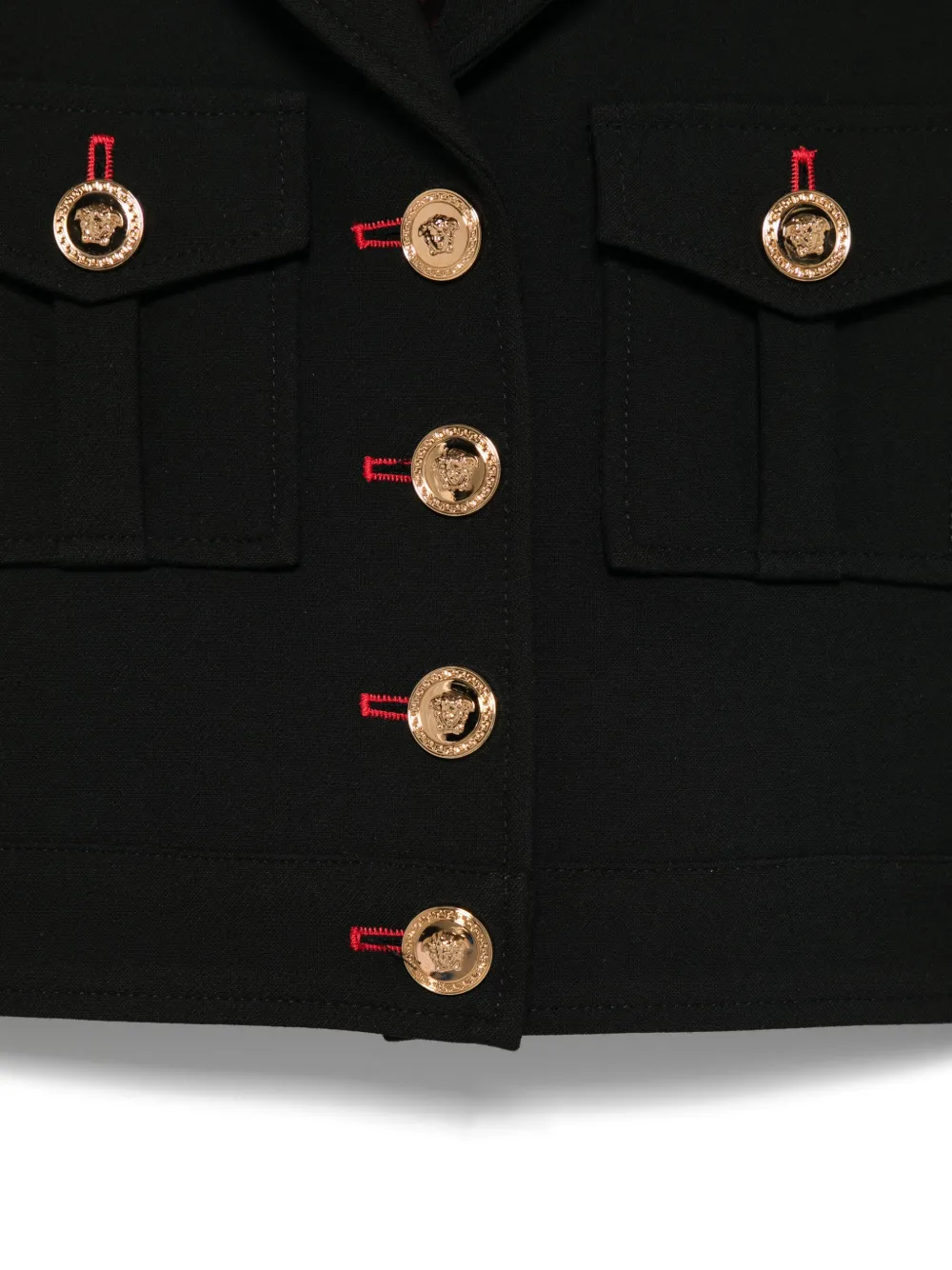 Versace Kids Jack met knopen met gegraveerd logo Zwart