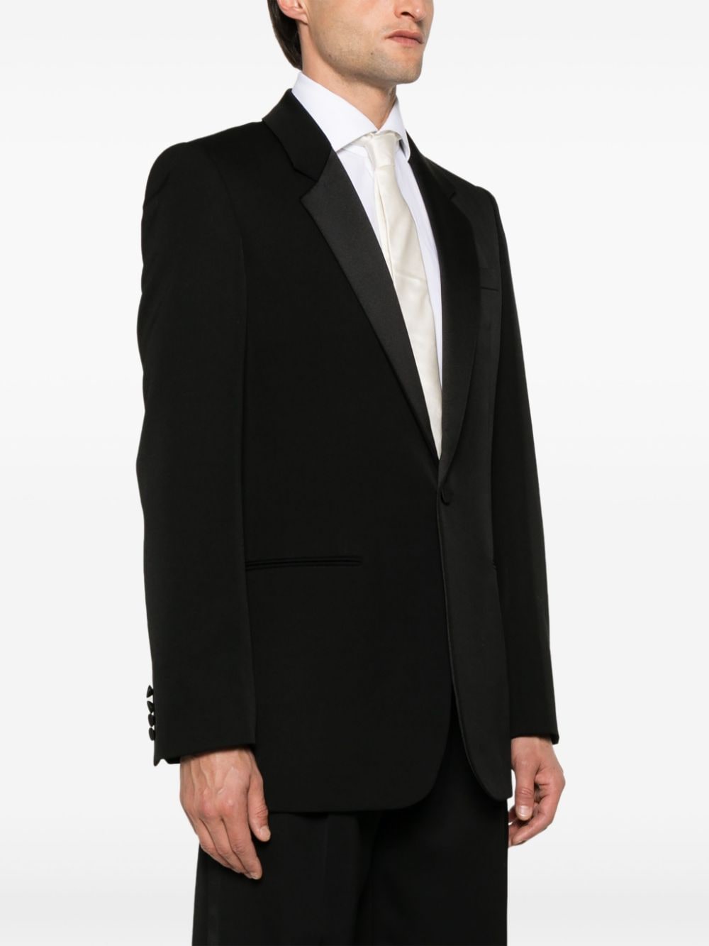 Shop Saint Laurent Grain De Poudre Tuxedo Blazer In Black