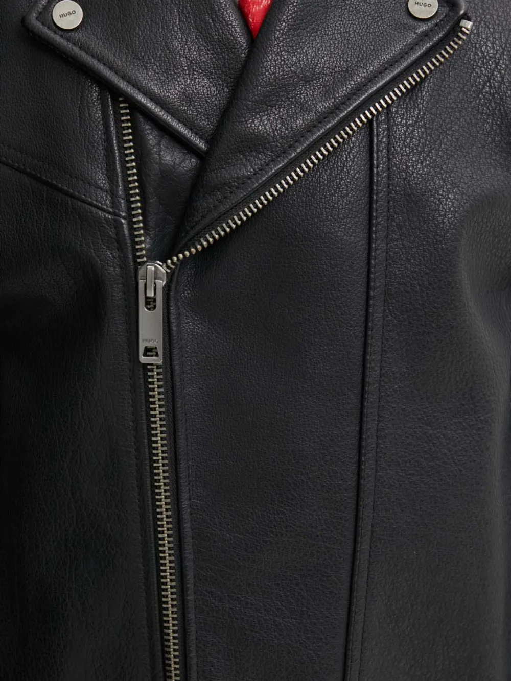 Hugo Boss Zip-fastening Leather Biker Jacket In Black