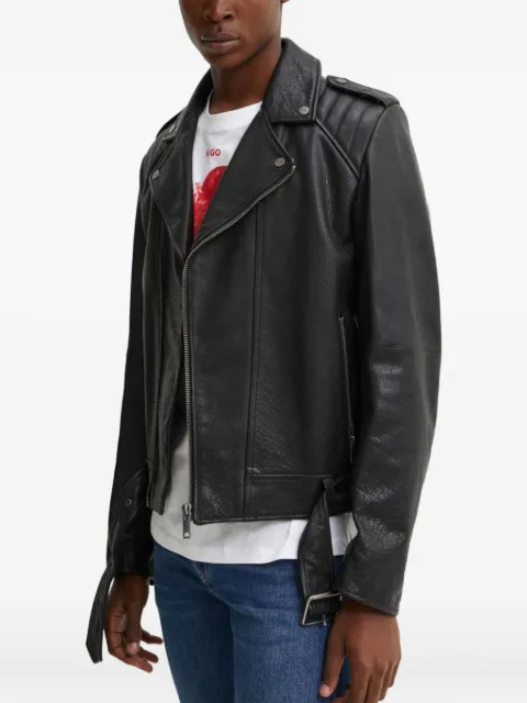 HUGO zip-fastening leather biker jacket