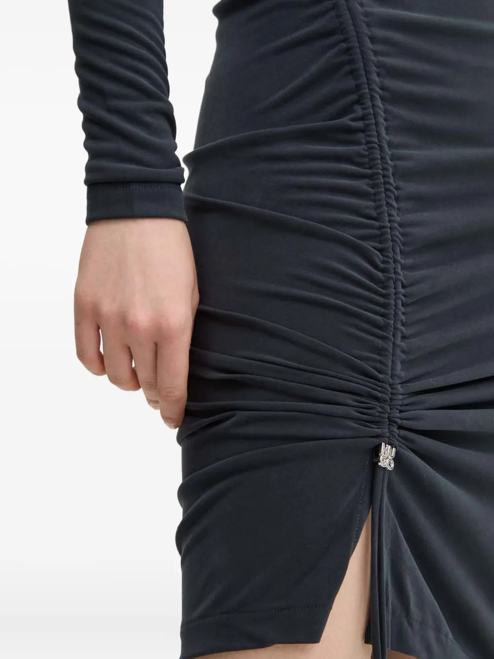 HUGO Mini-jurk met ruches en lange mouwen Grijs