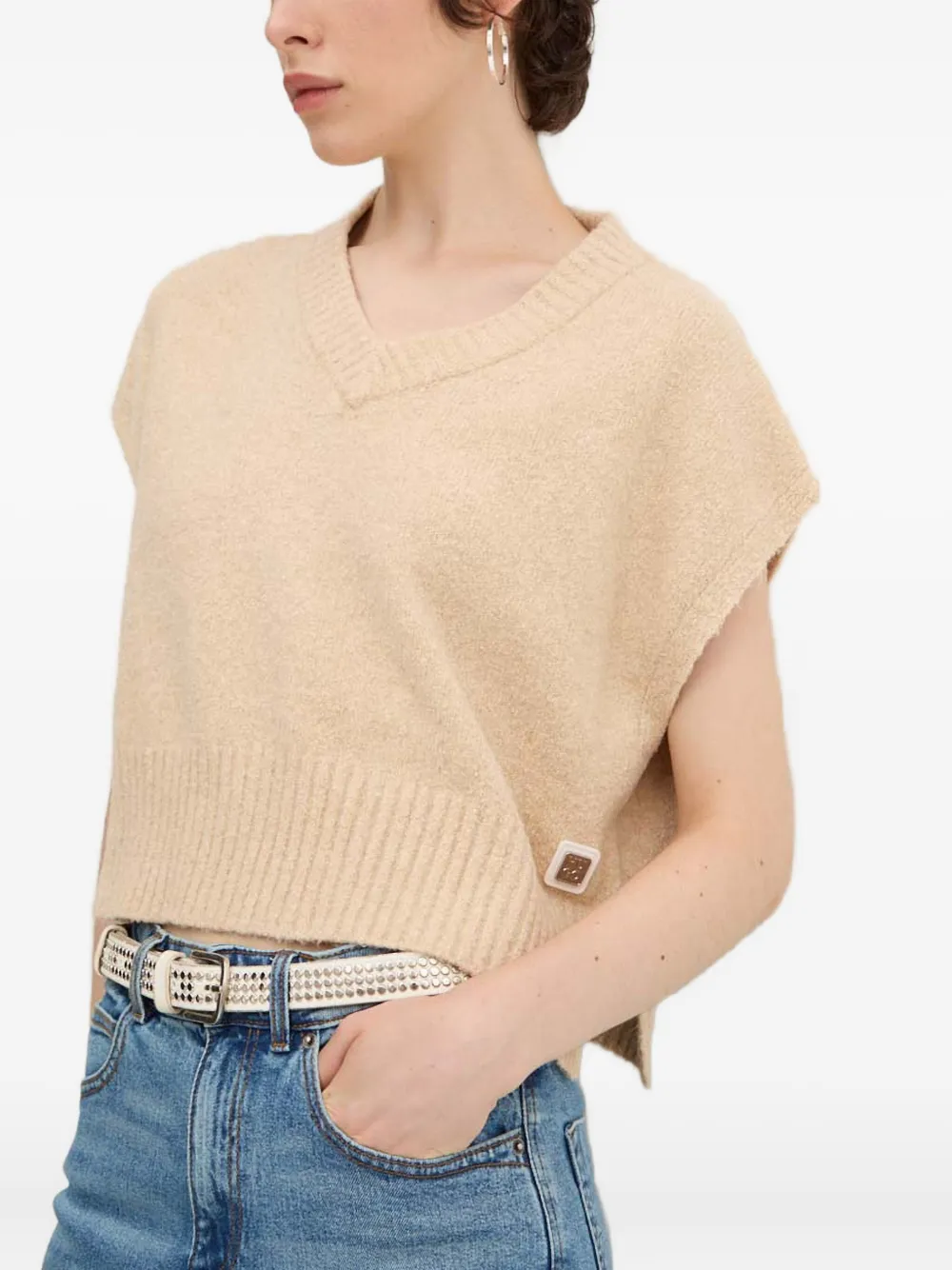 HUGO Top met V-hals Beige