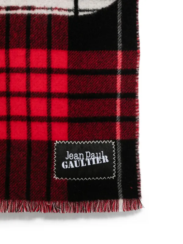 Jean Paul Gaultier Tartan Virgin Wool Scarf Red FARFETCH PL