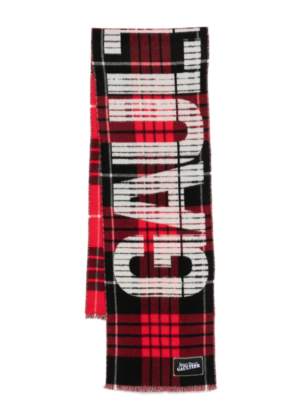 Jean Paul Gaultier Tartan Virgin Wool Scarf Red FARFETCH ID - Main Image