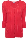 CHANEL Pre-Owned 1990s CHANEL Rhinestone Button Cardigan - Red