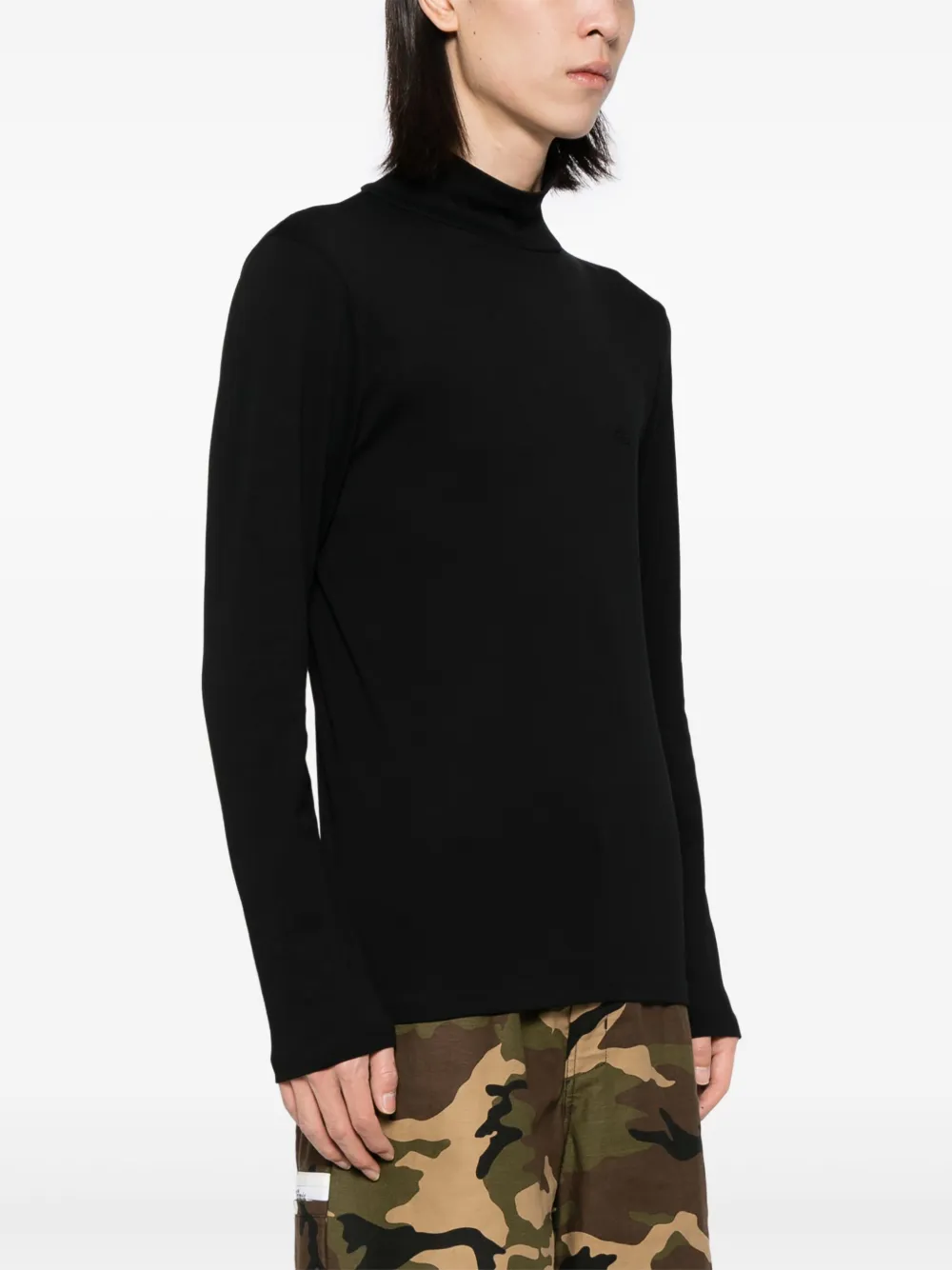 Agnès B. High-collar Panama T-shirt In Black