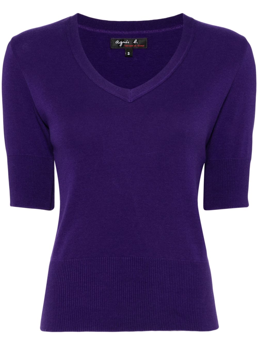 agnès b. V-neck knitted top - Purple