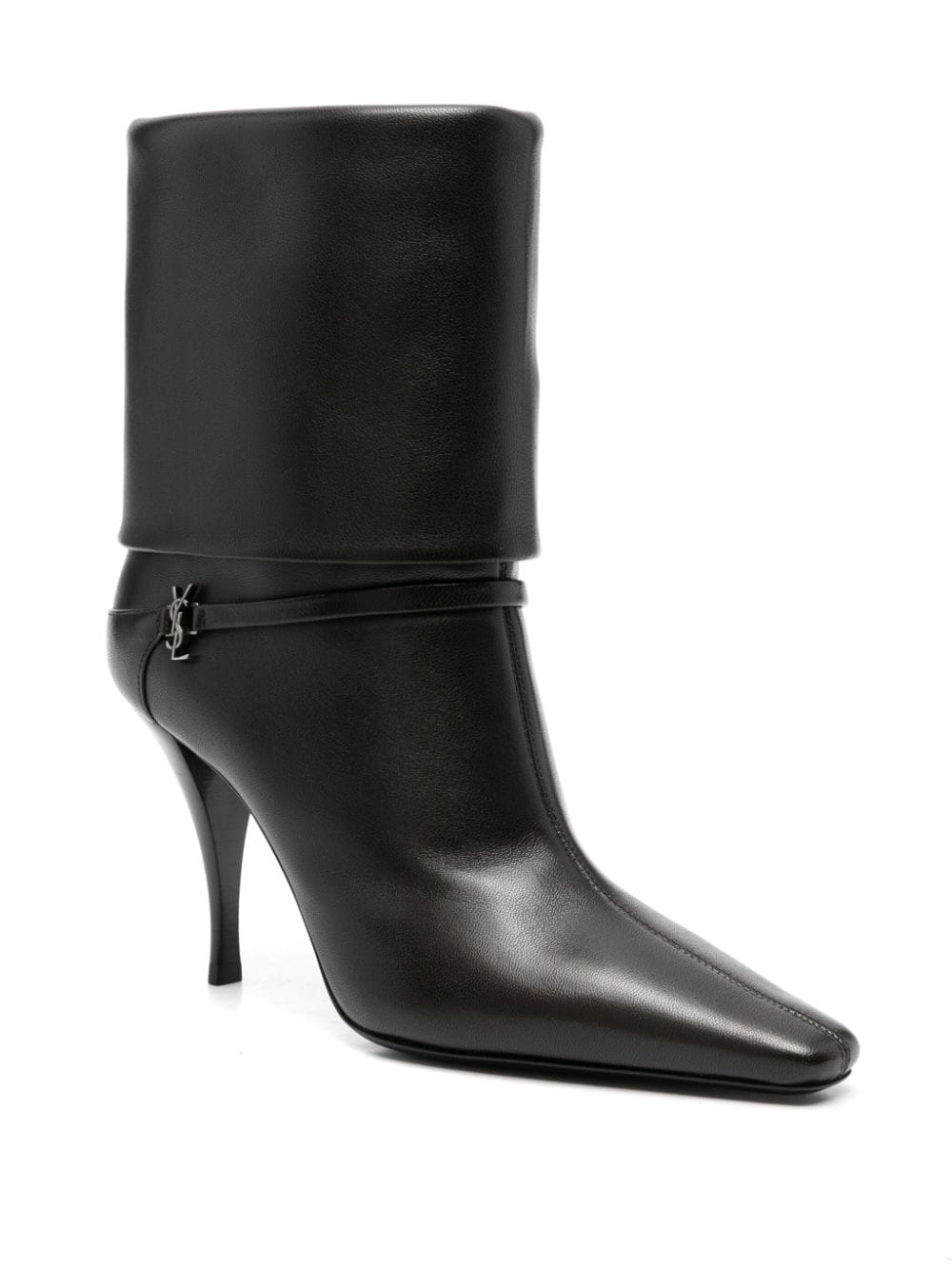 Shop Saint Laurent 85mm Folded Boots In Black