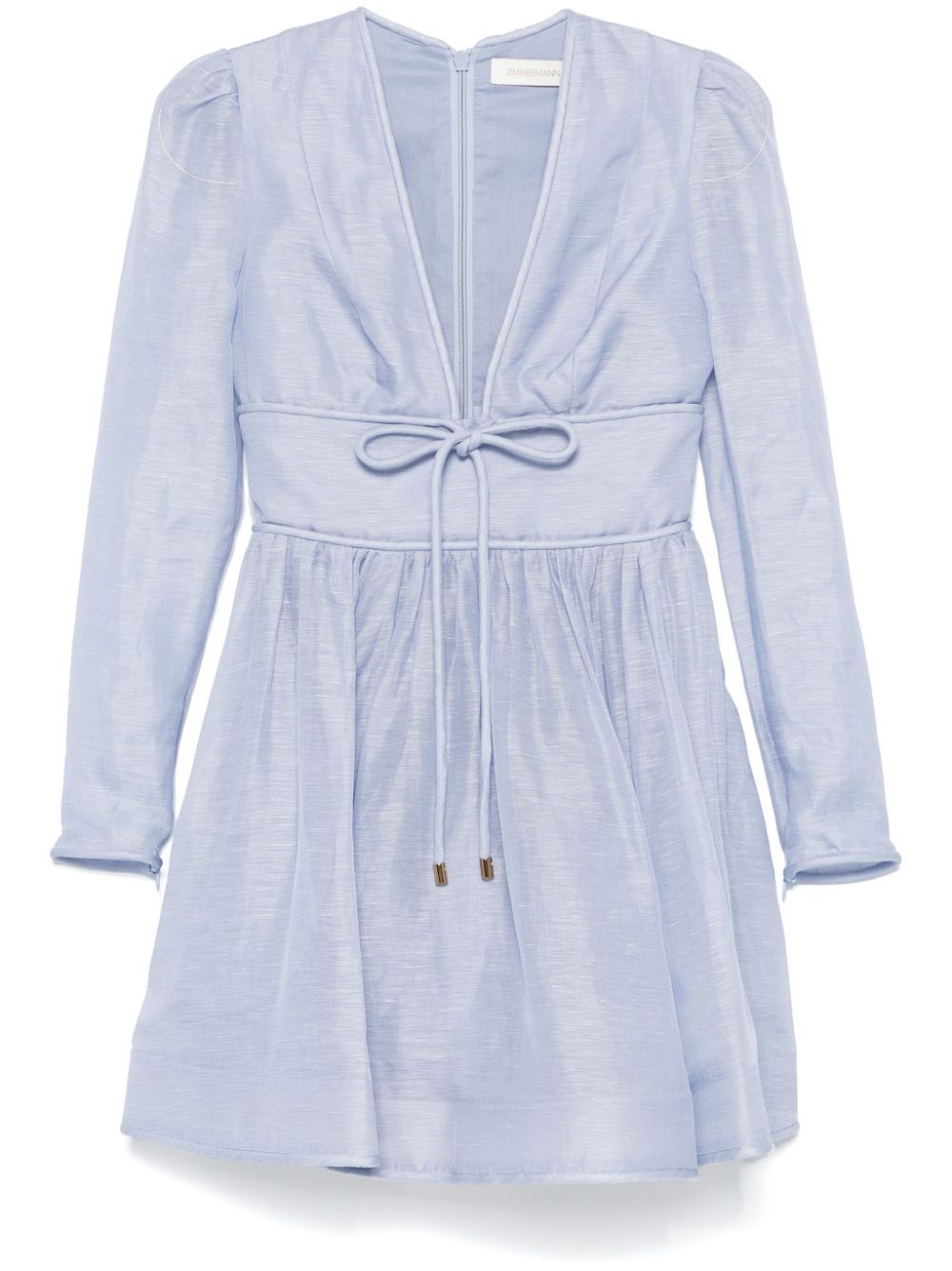 Shop Zimmermann Eden Mini Dress In Dusty Blue