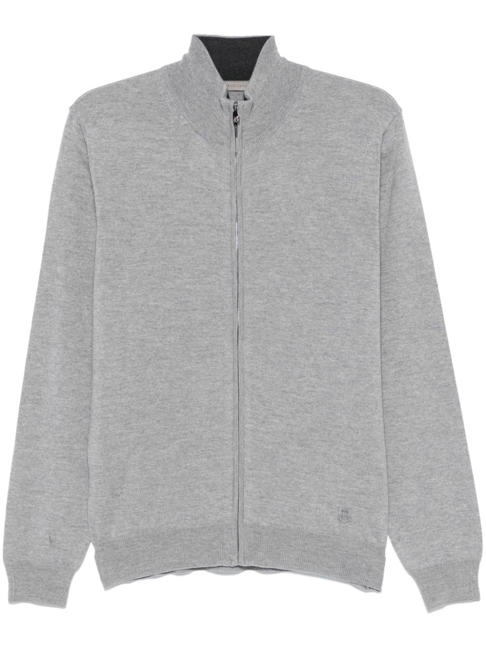 Corneliani logo-embroidered cardigan - Grey