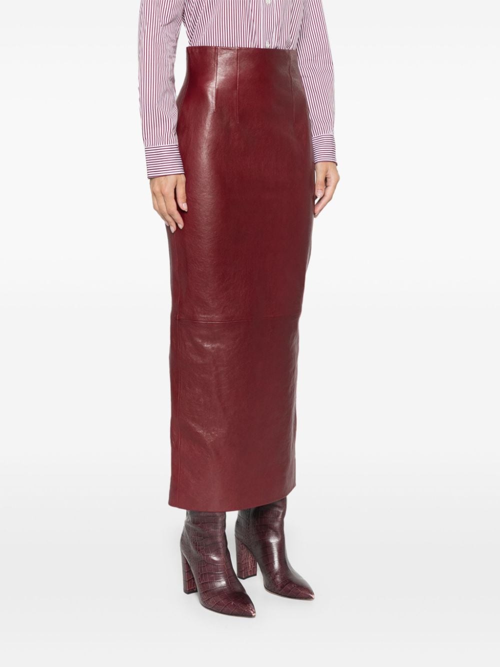 Shop Khaite Loxley Midi Skirt In Red