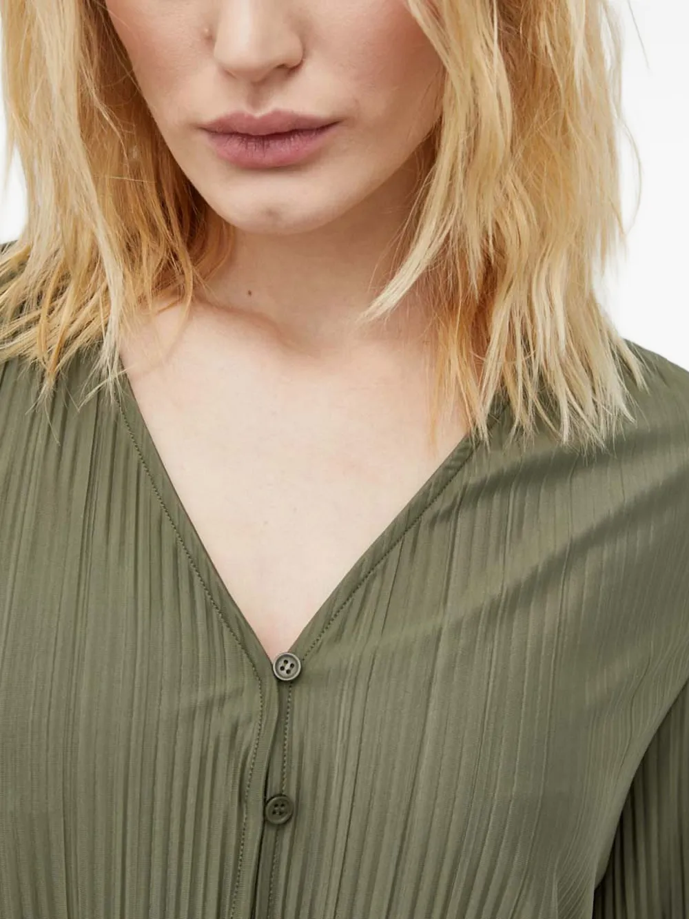 Samsoe & Samsoe Buttoned Pleated Top In Green