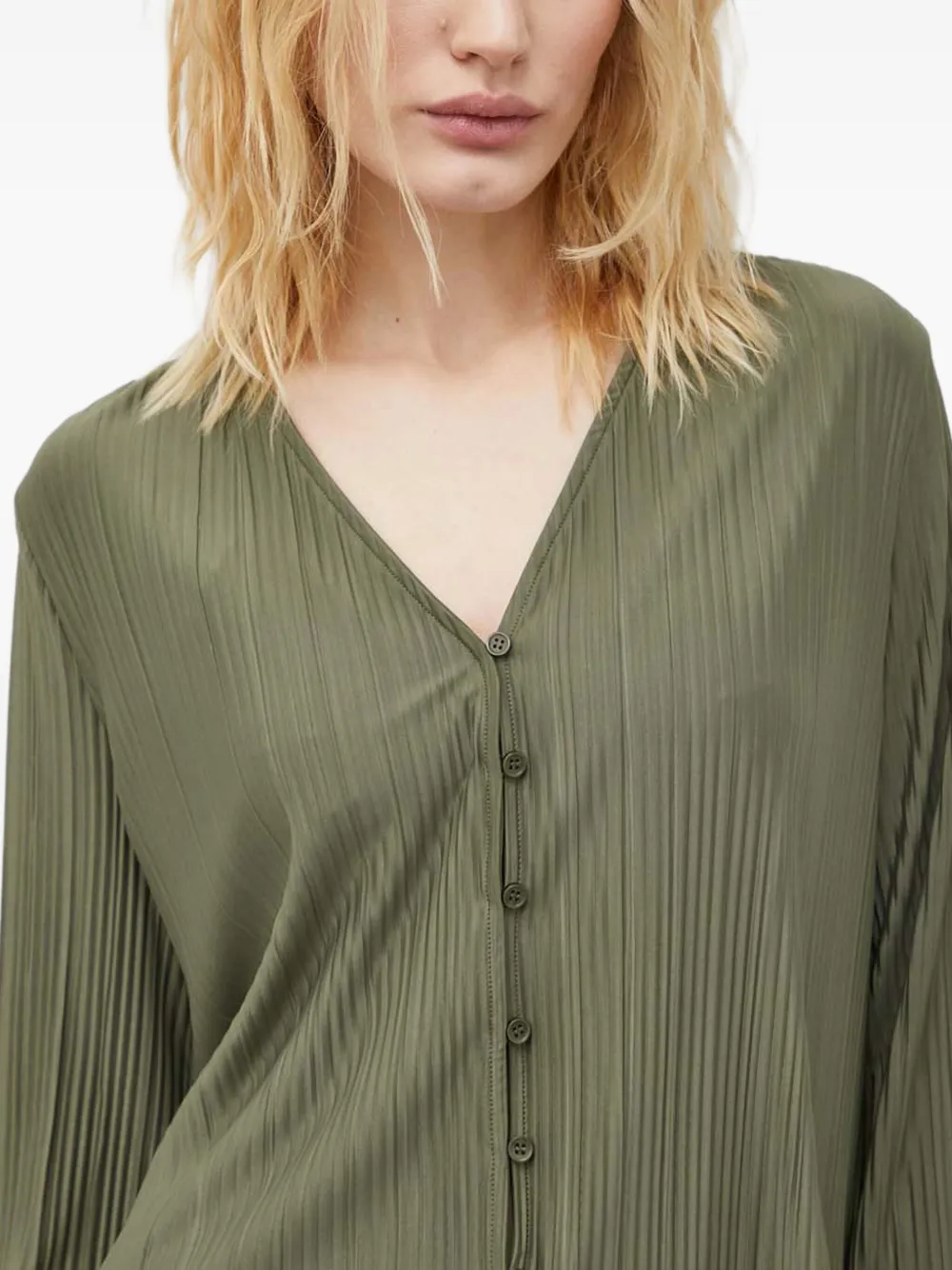 Samsoe & Samsoe Buttoned Pleated Top In Green
